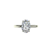 Solitaire diamant naturel ovale et diamants naturels ronds 1.00 carat or blanc Romy